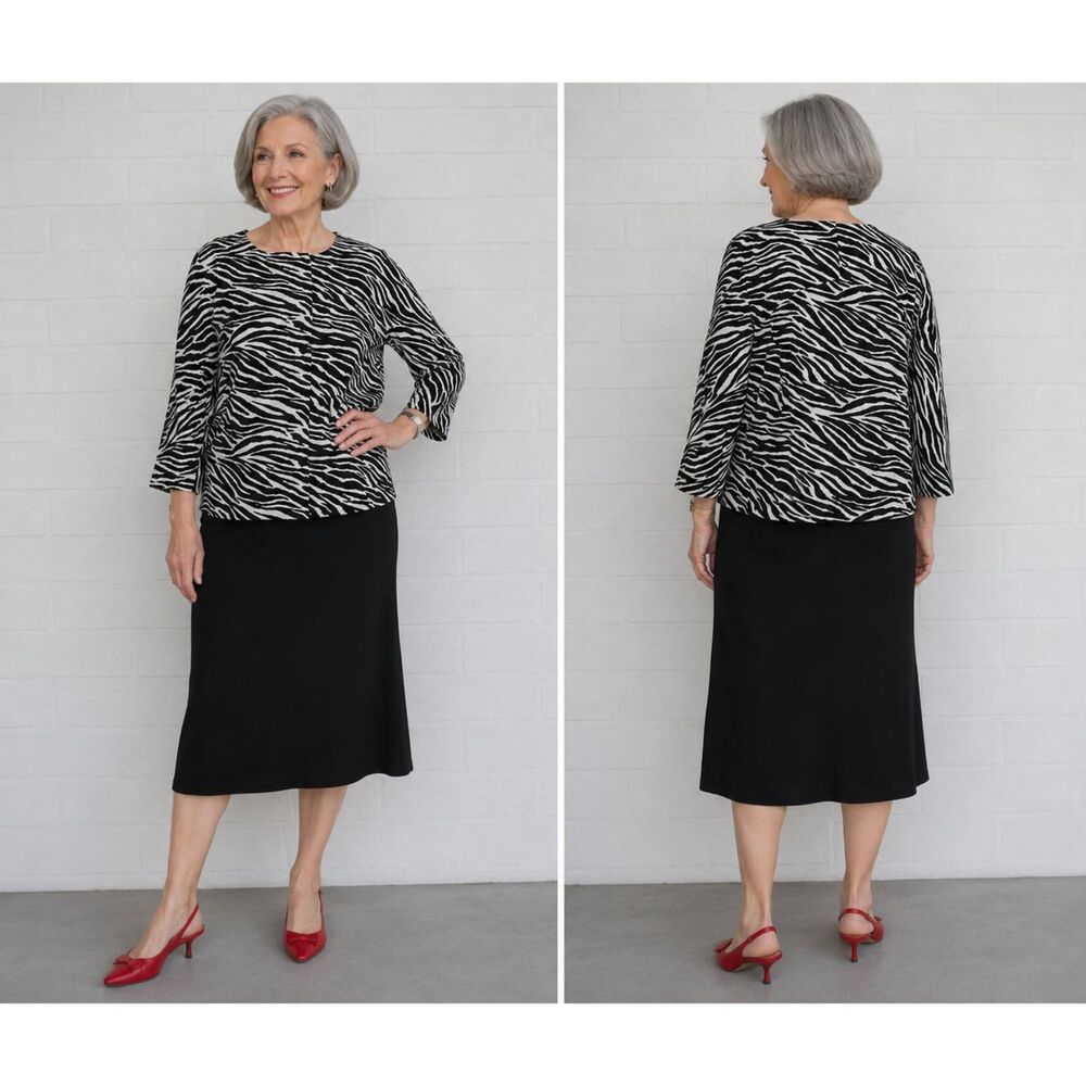 Chico's 3 XL 16 18 Black White Zebra Print Zip Front Front Pockets Lined Jacket